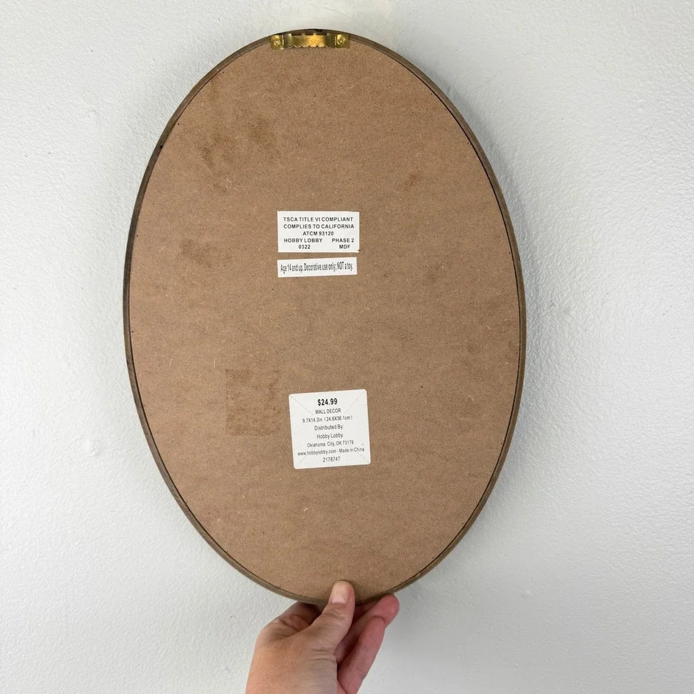 Hobby Lobby Botanical Floral Oval Wall Decor Black White Vintage Style